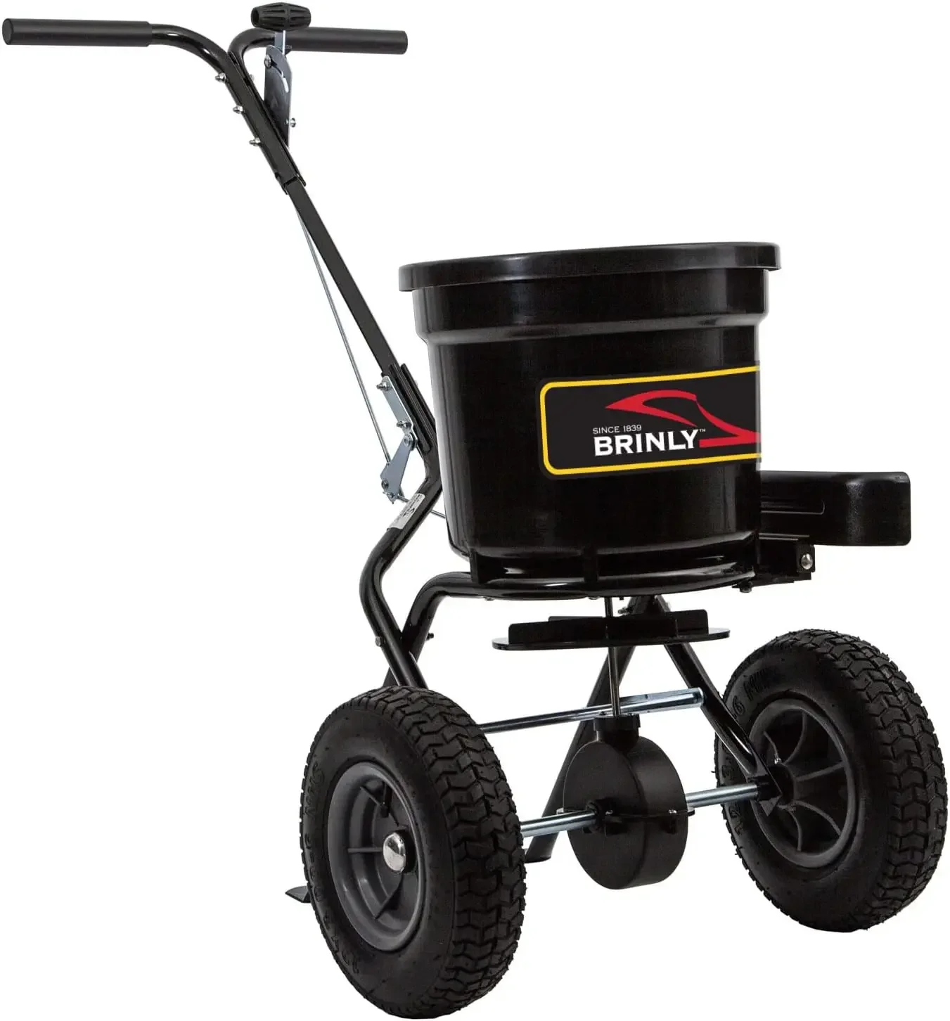 P20-500BHDF-A Push Spreader with Side Deflector Kit and Hopper Grate, 50 lb. Capacity, Matte Black