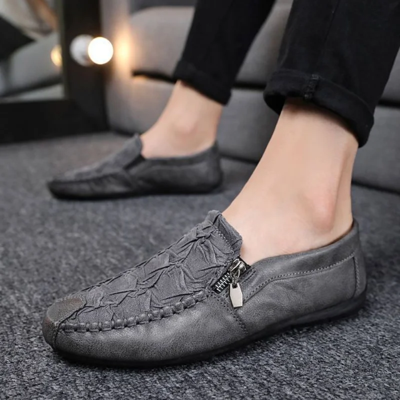 Male Casual Shoe Flat Round Toe Men\'s Leather Shoes Loafers Shipping Free High Quality Fashion Adults Classic Original Elegant