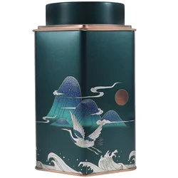 Chinese Style Tea Canister Damp-proof Tea Tin Coffee Tin Metal Food Container Kitchen Canisters for Sugar Candy Cookie Jar