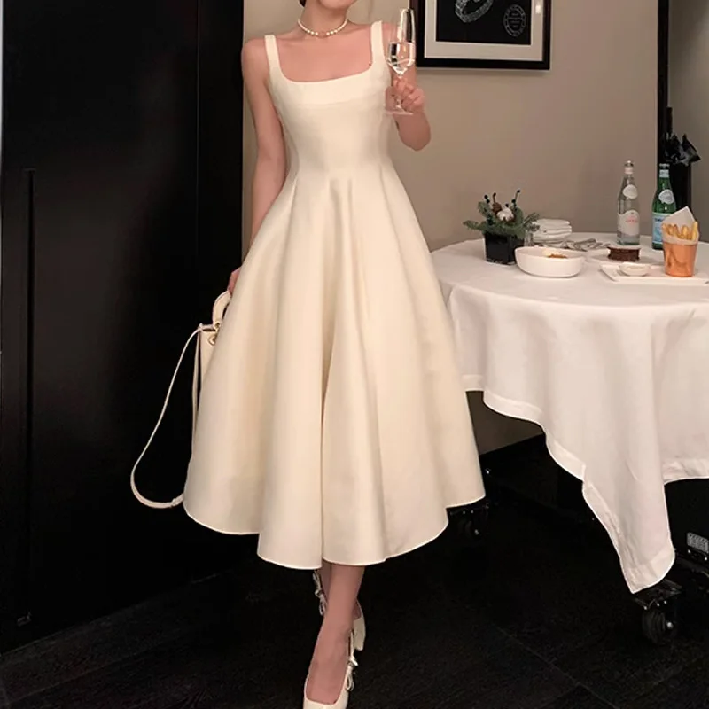 Overall Jumpsuit Playsuit Pants Spring Summer Silk Shiny Waist Tie Strapless Square Neck Evening Dress