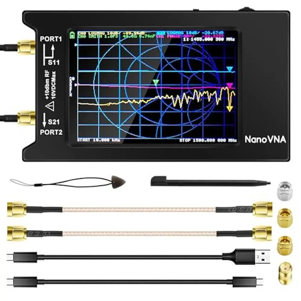 VNA Analyzer 10KHz-1.5GHz Touch Screen HF VHF UHF Ham Radio Tool Kit