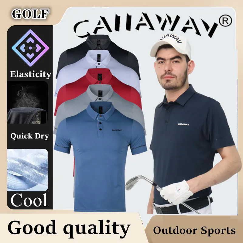 CAprospects-Polo de golf à manches courtes pour hommes, haut de golf authentique, t-shirt respirant, séchage rapide, AWAV, nouveau style