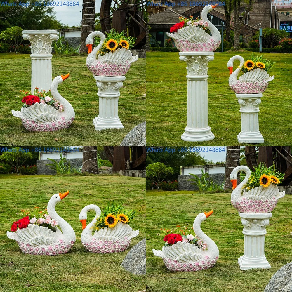 

Large Outdoor Swan Flower Pot Creative Garden Decor for Yard Balcony and Patio