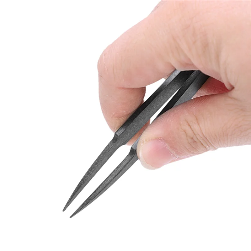 A79I 18-teiliges Präzisionspinzetten-Set aus Kunststoff, antistatisches Werkzeugset, Größe 1/2/3/5/6/8, jeweils 3 (schwarz)