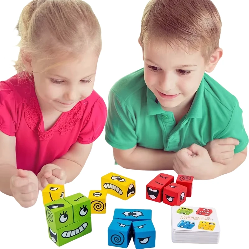 1 Stücke Holz Ausdrücke Passende Block Puzzles Spiele Pädagogisches Montessori Spielzeug für Reisen Kinder Brett Puzzle Spiele für Kinder