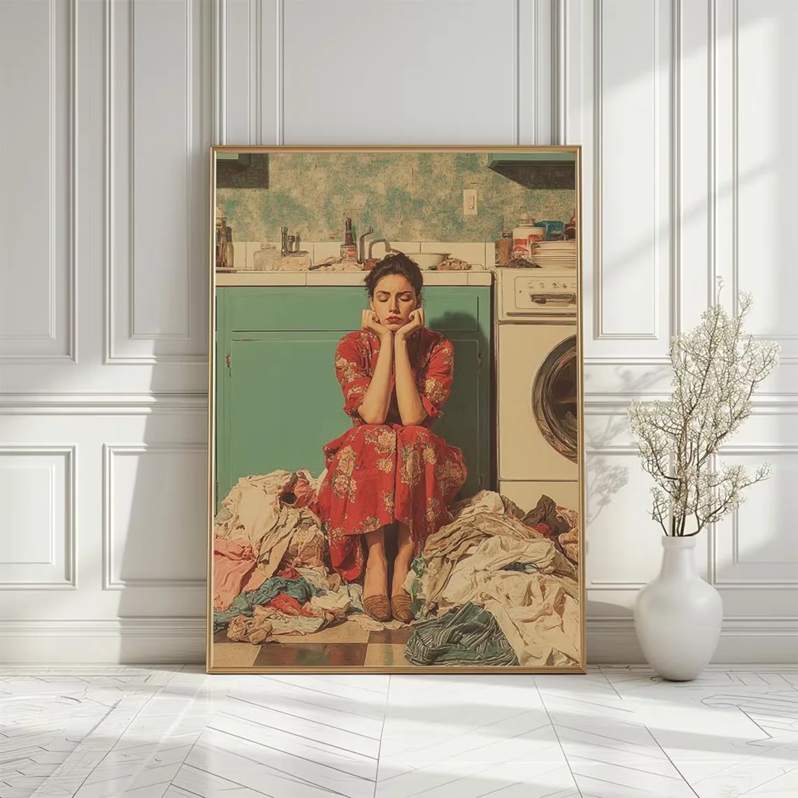 Impressão de Pintura a Óleo de Café Aconchegante em Paris - Obra de Arte em Estilo Impressionista de uma Mulher Aproveitando o Café em um Bistrô Francês Rústico