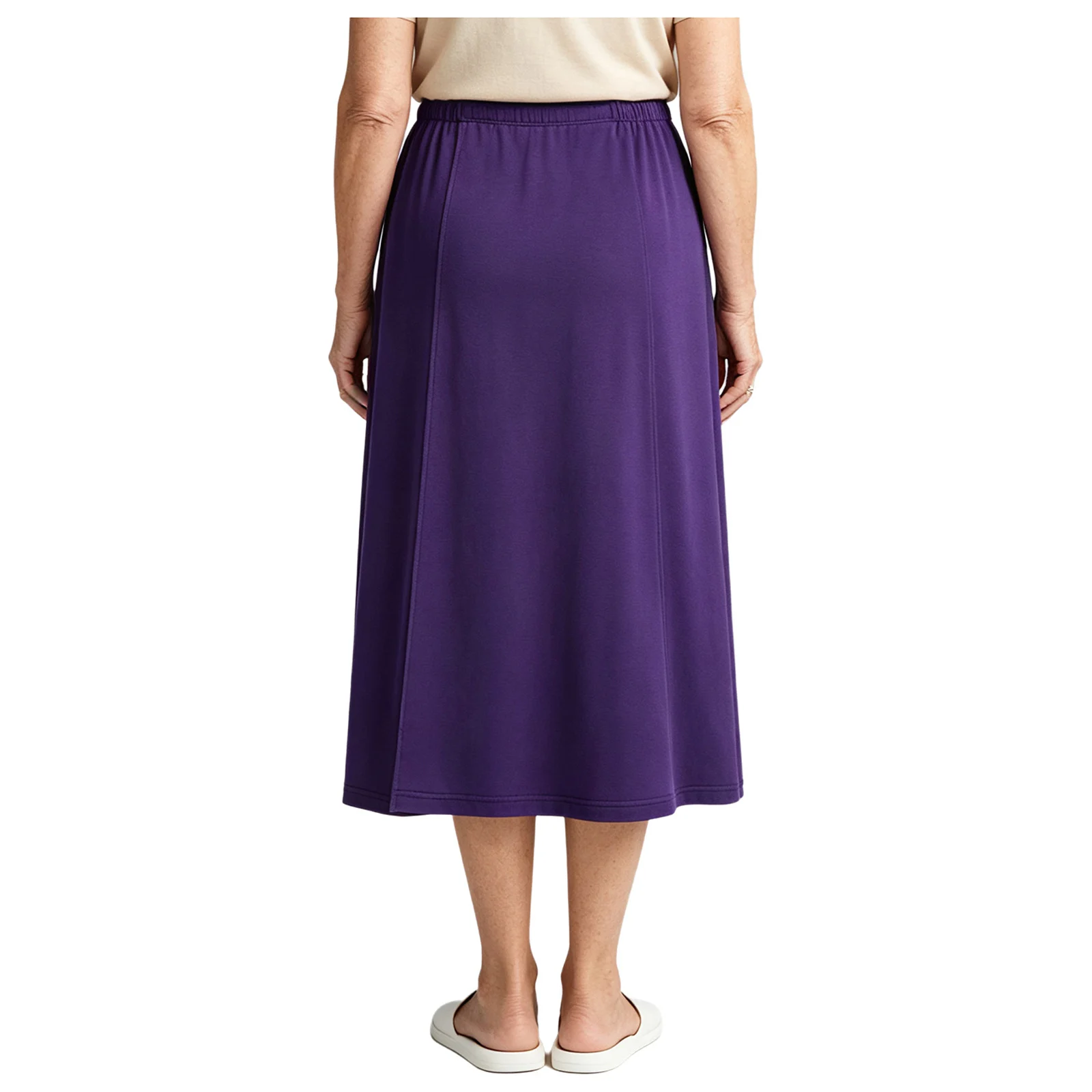 Women Adaptive Skirts Adjustable Press Buttons Elastic Waist A-Line Wrap Skirt with Pocket for Surgery Recovery Medical Access