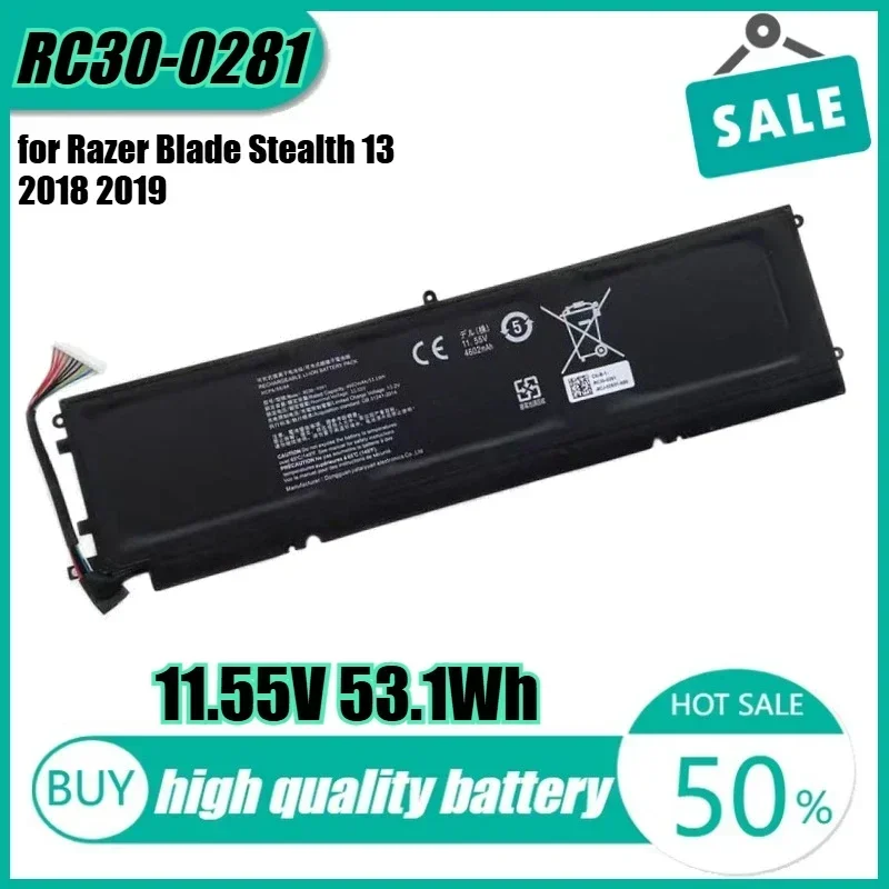 

11.55V 53.1Wh RC30-0281 Laptop Battery for Razer Blade Stealth 13 2018 2019 RZ09-02810E71