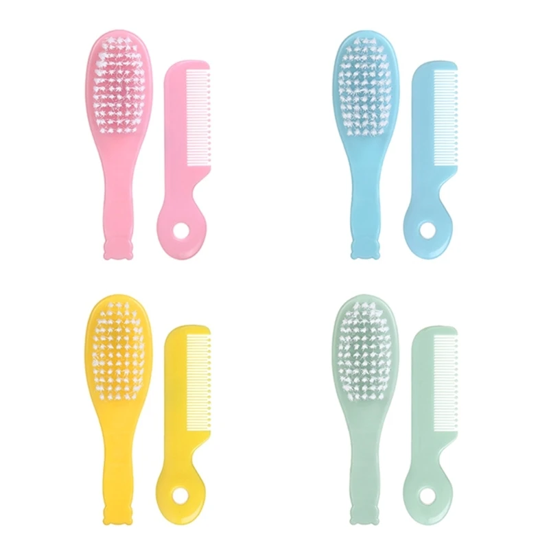 

Soft Hair Brush & Comb Set Finest Bristles Baby Hair Brush Infant Body Massage Brush Bathtub Soothing Brush Travel Gear