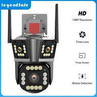 12MP HD IP Camera Outdoor Four lenses Three-Screen PTZ 4MP WiFi Camera Security Protection CCTV Color Night Vision