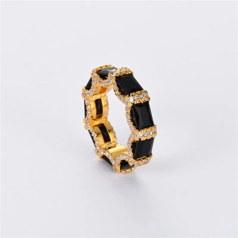 High-Quality Vintage Brass Plated Gold Color Onyx Ring Trendy Niche Design Fashion Personality Light Luxury Men/Woman