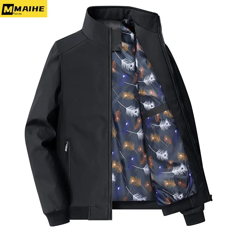 

Brand Men's Casual Jacket Fashion Clothing Design Stand collar zipper pocket Business Trench coat Plus-size 8xl baseball jacket