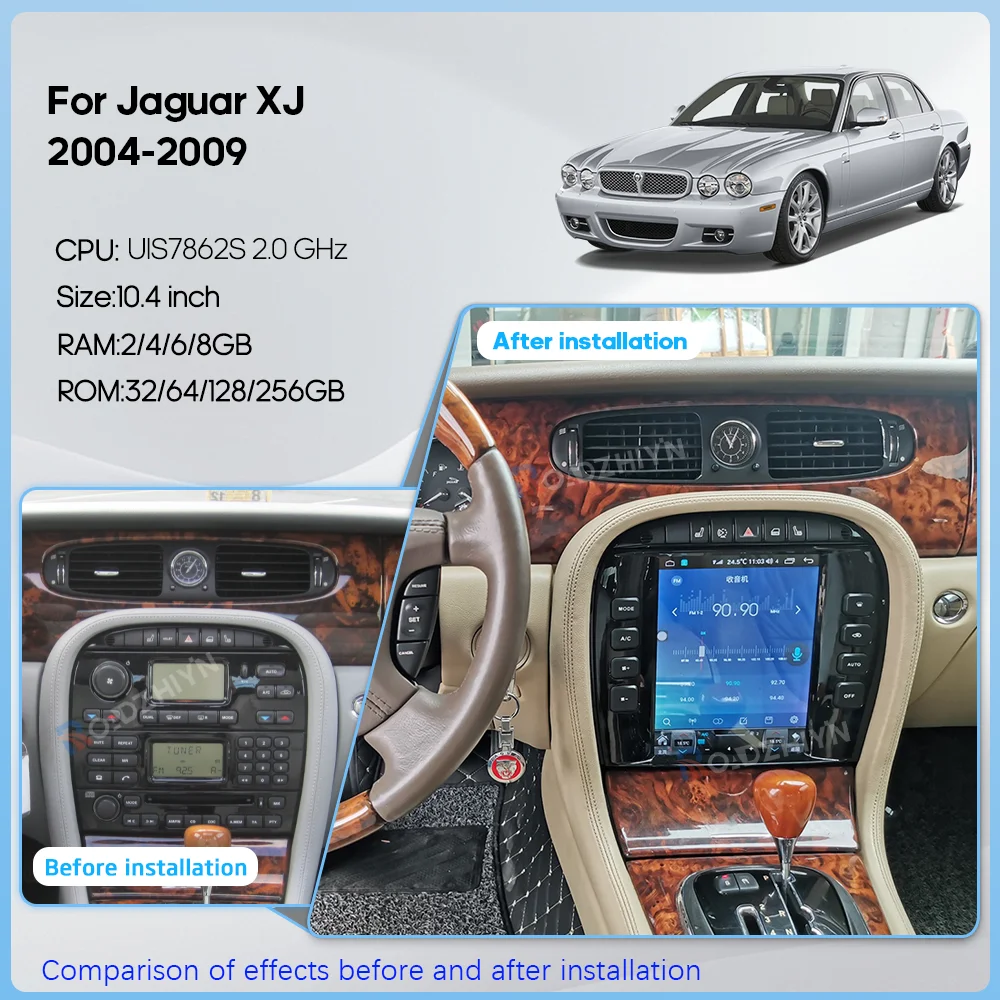 10.4inch For Jaguar XJ xj8 2004-2009 Car Radio Multimedia Video Player GPS navigation Android13 Carplay Auto 4G wifi 360camera