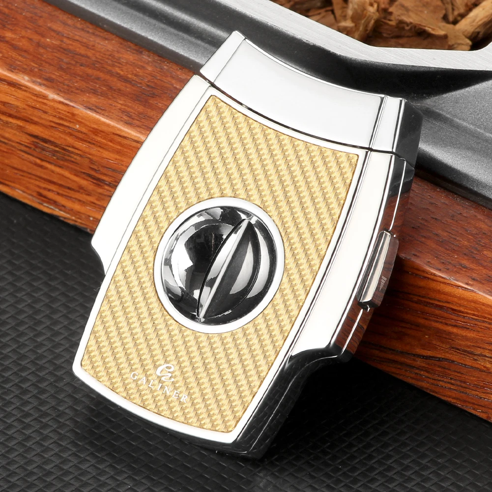 Galiner Luxury Cigar Cutter Guillotine Metal Sharp V-Cut Cigar Cutter Portable Button Open Cigar V Cutter