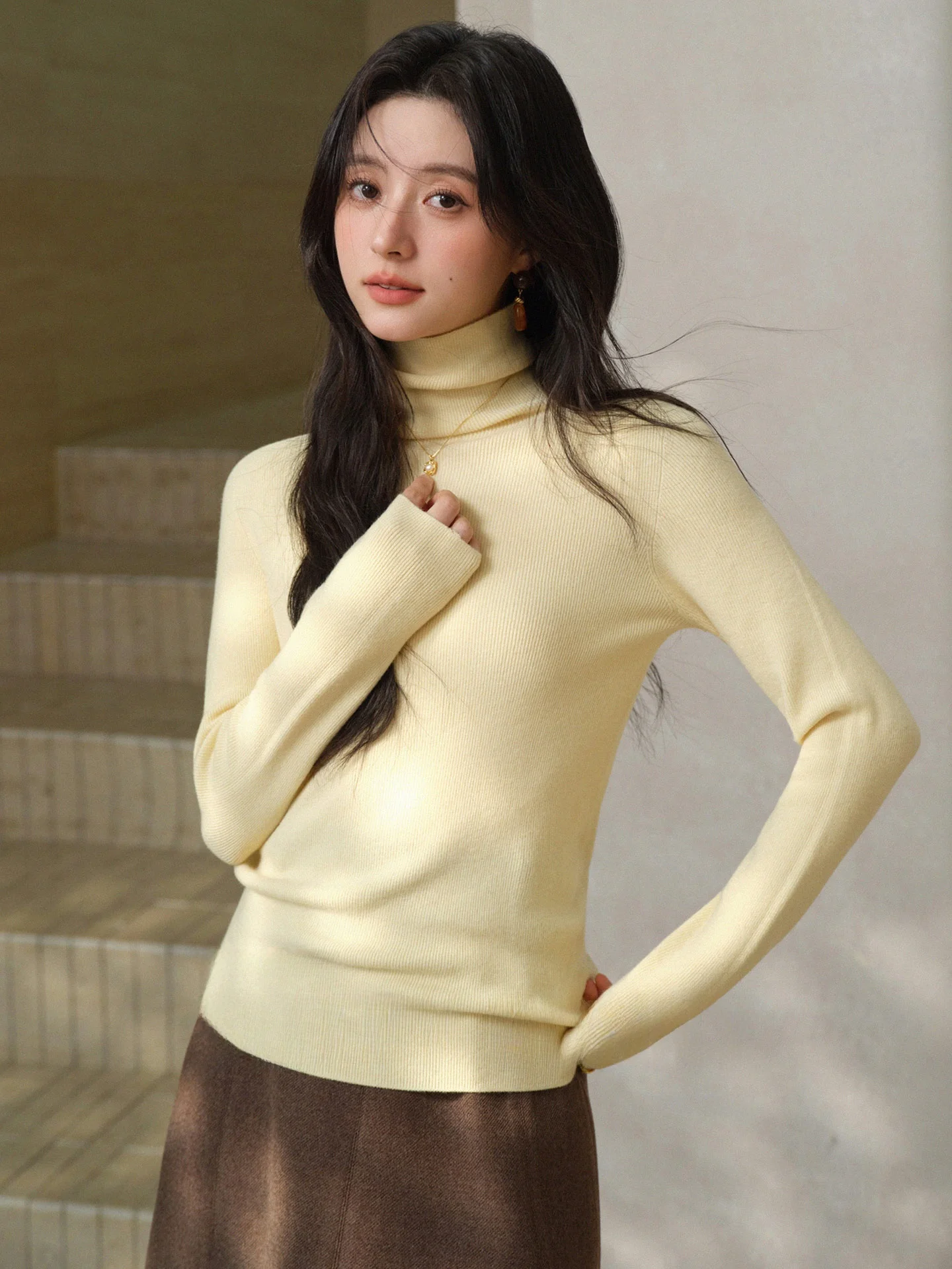 

bunny Women's Knitted Long Sve Crew Ne Fce Lined Slim Fit Thermal Top Sl One-Piece Comfortable Casual Wear