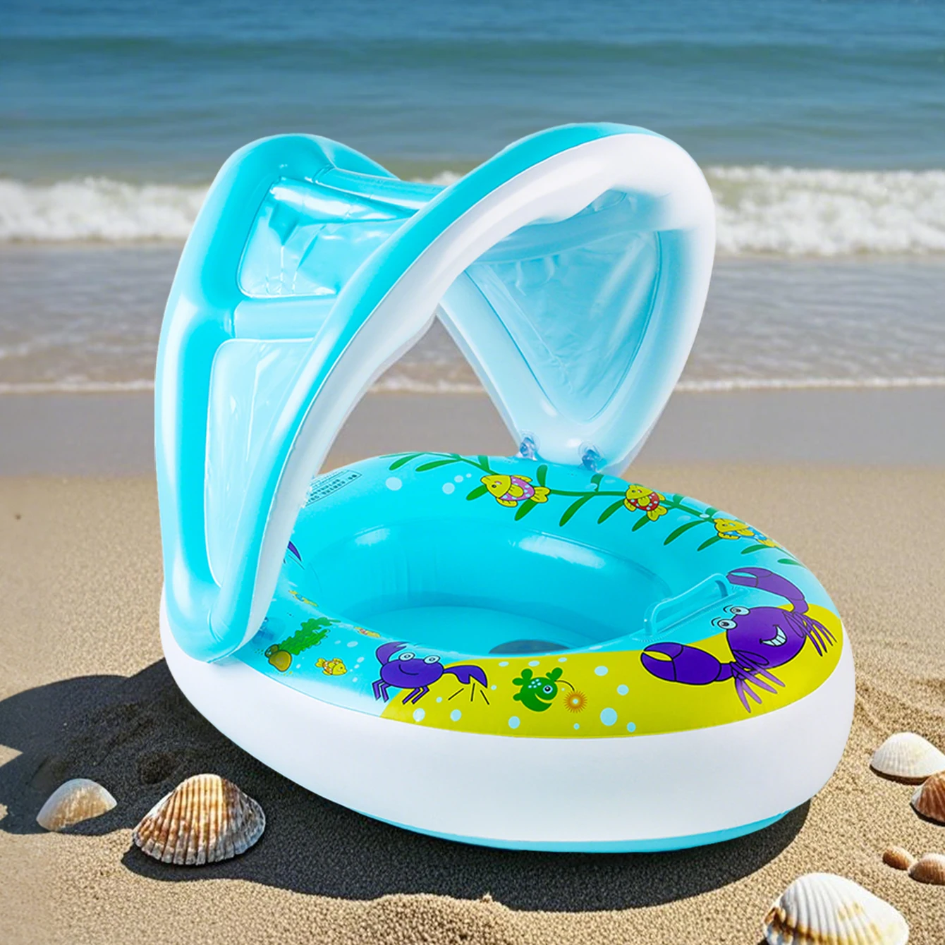 Anillo de asiento de dosel de sombrilla inflable grueso, flotador de piscina minimalista de verano para uso en las axilas, perfecto para la playa, 1 ud.
