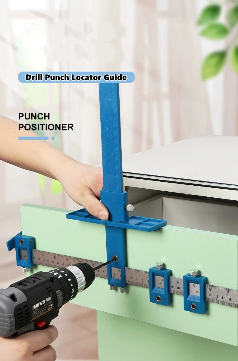 Standort Bohrer Bohrer Punch Locator Jig Bohrer Guide Schrank Griff Knopf Vorlage Locator Locher Werkzeug für Holzbearbeitung – Detail 1