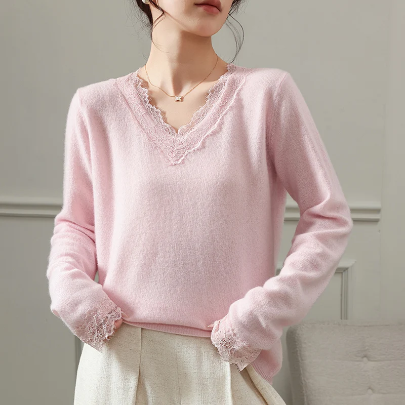 

New pullover sweater for women, V-neck, long sleeved knitted, summer thin design, women's full sleeved cashmere wool sweater
