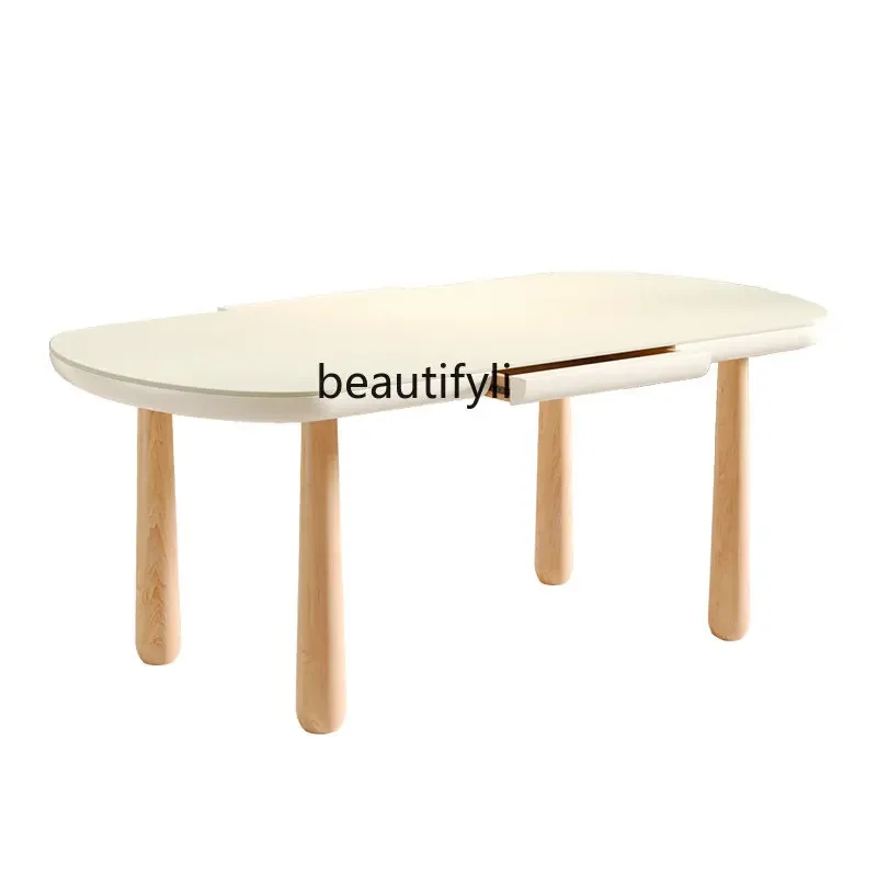 

zz1zzCream Style Solid Wood Stone Plate Dining Table and Chair Oval Log Style Modern Simple New