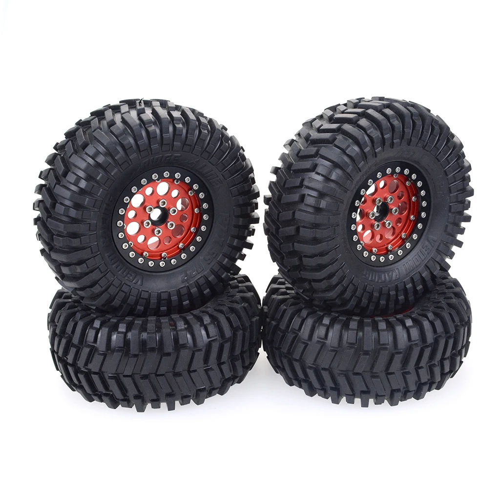 4pcs New RC 1/10 Crawler truck wheels tires for RedcatTX Mauler TRAXXAS TRX4,RGT, Traction Hobby , HPI ,Axial SCX10 II Red round