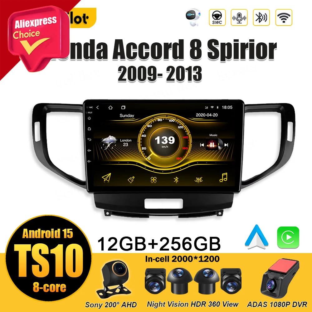 

Android 15 for Honda Accord 8 Spirior 2009- 2013 Stereo Head Unit Android Auto Car Radio Carplay Touch Screen DSP Wifi RDS 5G
