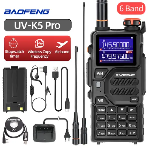 Baofeng UV-K5 Pro 에어 밴드 워키 토키 12W 무선 복사 주파수 유형-C DTMF 장거리 햄 캠핑용 양방향 라디오