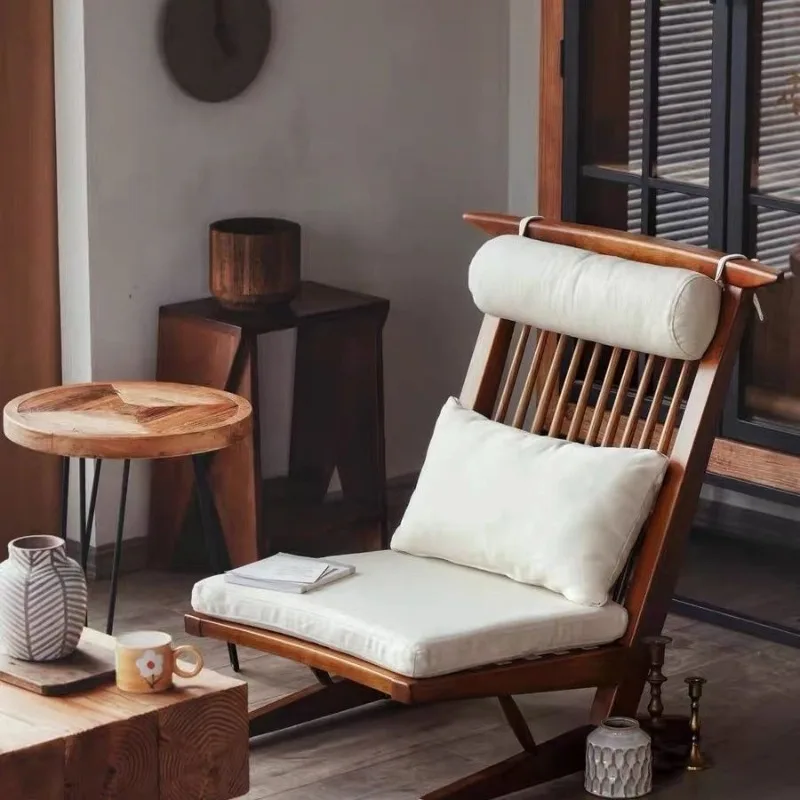 Japanese-style Nakajima solid wood recliner lazy leisure single balcony household high-back sofa George B & B
