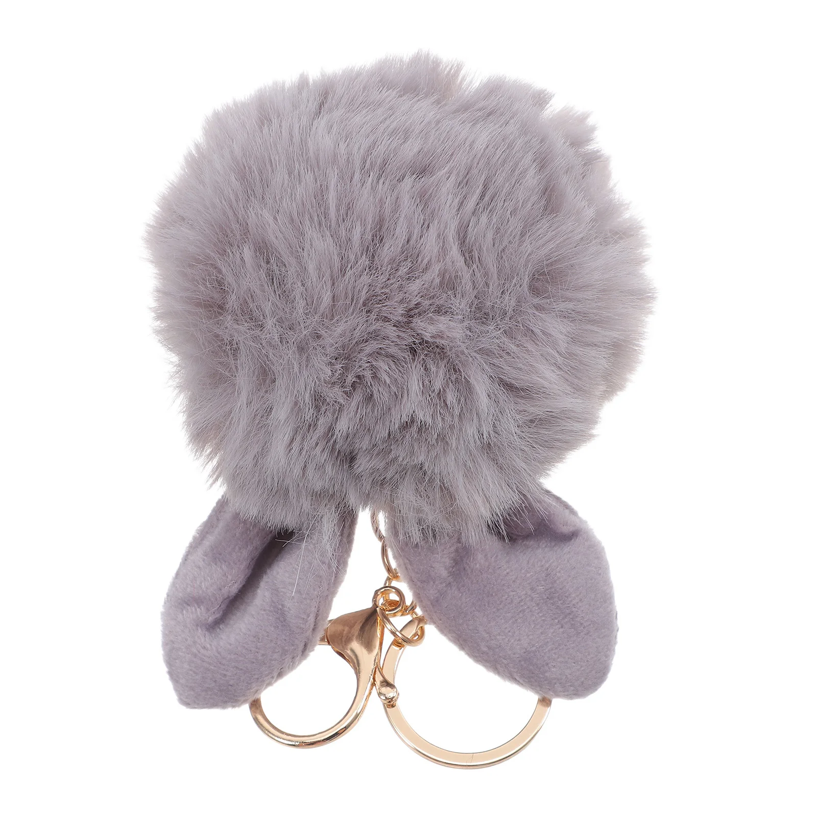 Breloczek z króliczymi uszkami i pomponem 10-12 cm szary zawieszka do kluczy dla kobiet dziewcząt ozdoba do torby dekoracja kluczyków samochodowych prezent akcesorium wisiorek