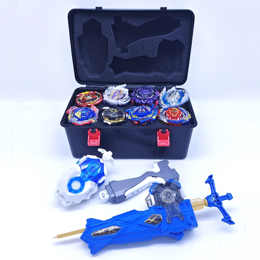 8x Blayblade Burst Gyro Toys Set with Launchers Grip Storage Box Case Battle Starter Metal Spinning Top Starter Bley Bley