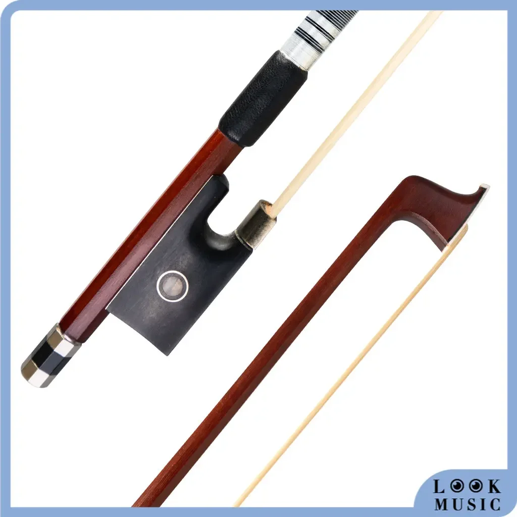 LOOK Brazilwood Violin Bow 4/4 with Ebony Frog Octagonal Mount Well Balanced Light Weight Real Mongolian Horse Hair