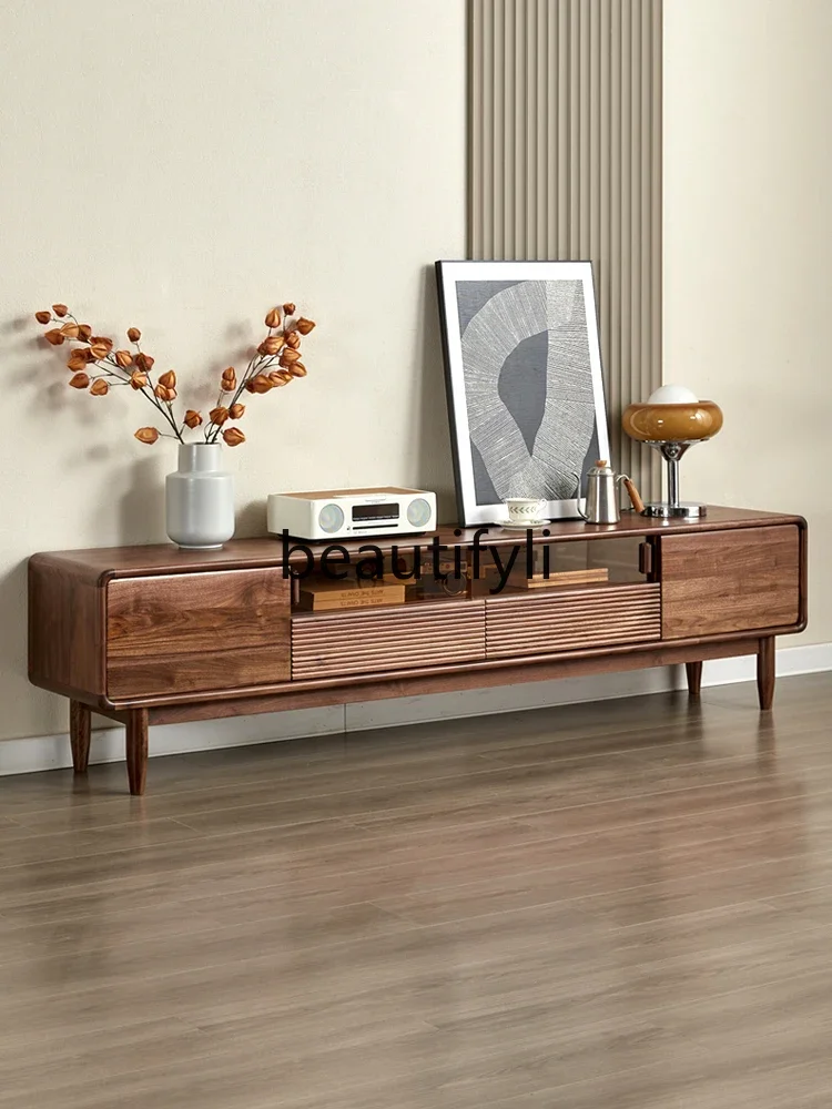 

A50 North American black walnut Japanese solid wood TV cabinet log living room cabinet simple log