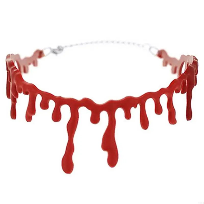 P8DB Fashion Halloween Red Blood Garufklace para mulheres assustador para vampiros colares cosplay escuros Gothic Jewelry