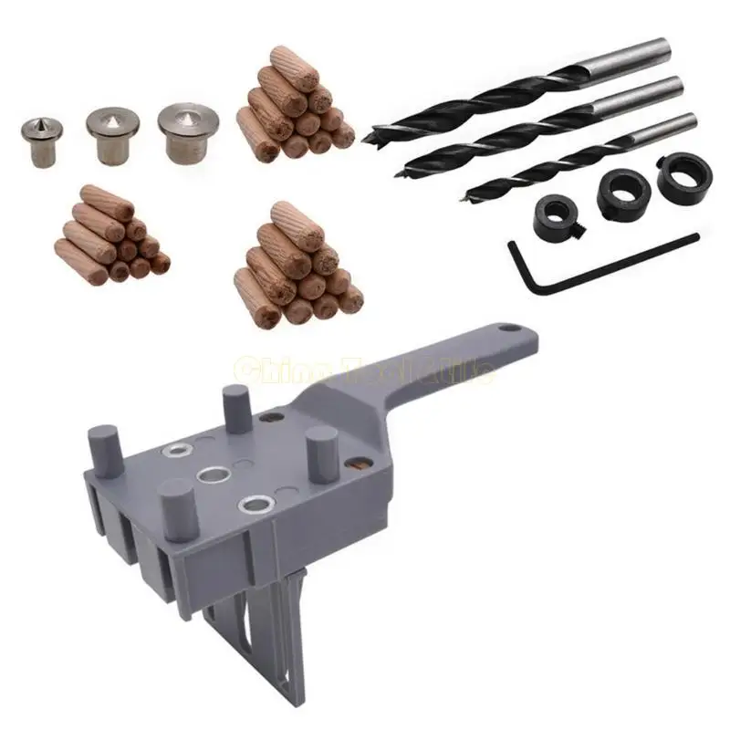 Hướng dẫn khoan 57QF 6/8/10 mm tay cầm tay Jig Jig Dowel Công cụ định vị lỗ thẳng