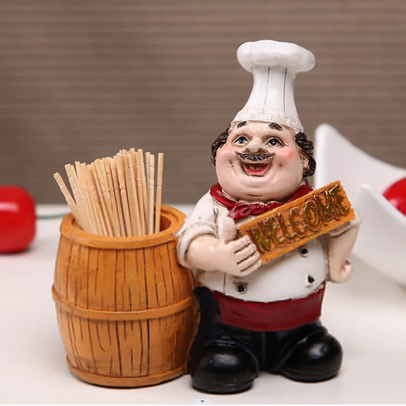 Kitchen Cooking Chef Toothpicks Holder Resin Toothpick Dispenser Storage Organizer Sturdy Safe Container Home Decoration