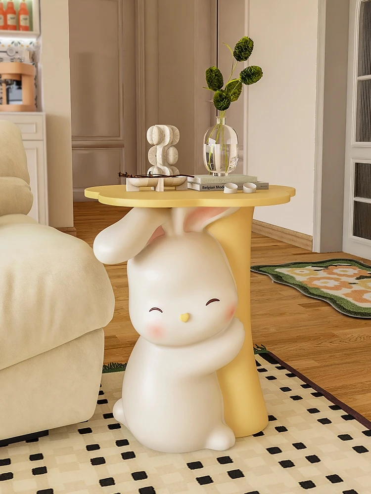 Home Decor Rabbit Statue Side Table Living Room Creative Cartoon Animal Art Sculpture Coffee Tables Nordic Bedroom Bedside Table