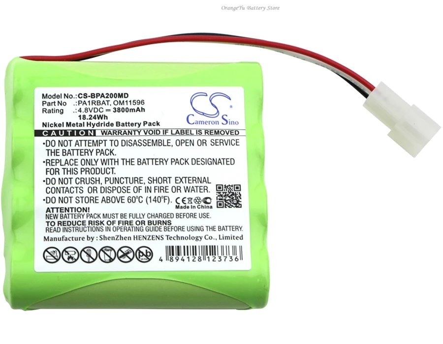 4.8V 3800mAh Medical Battery PA1RBAT OM11596 84932 for Bullard PA20 Air Purifying System, PA20 RSPIRATOR +TOOL