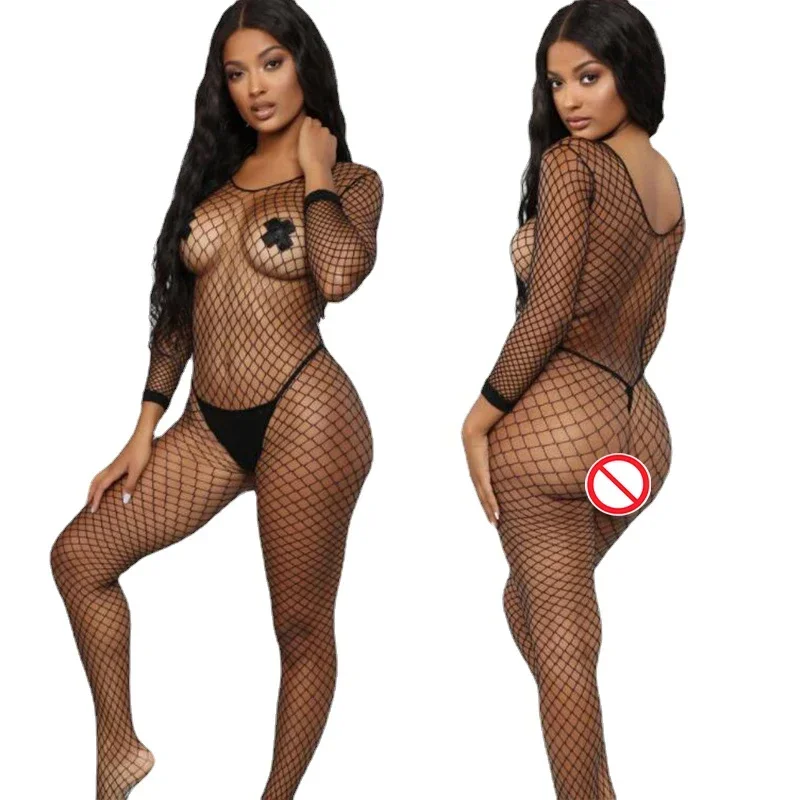 Ladies Sexy Pajamas Bodysuit Plus Size Lingerie Erotic Exotic Clothing Babydoll Mesh Body Socks Seduction Bodysuit Pajama Dress