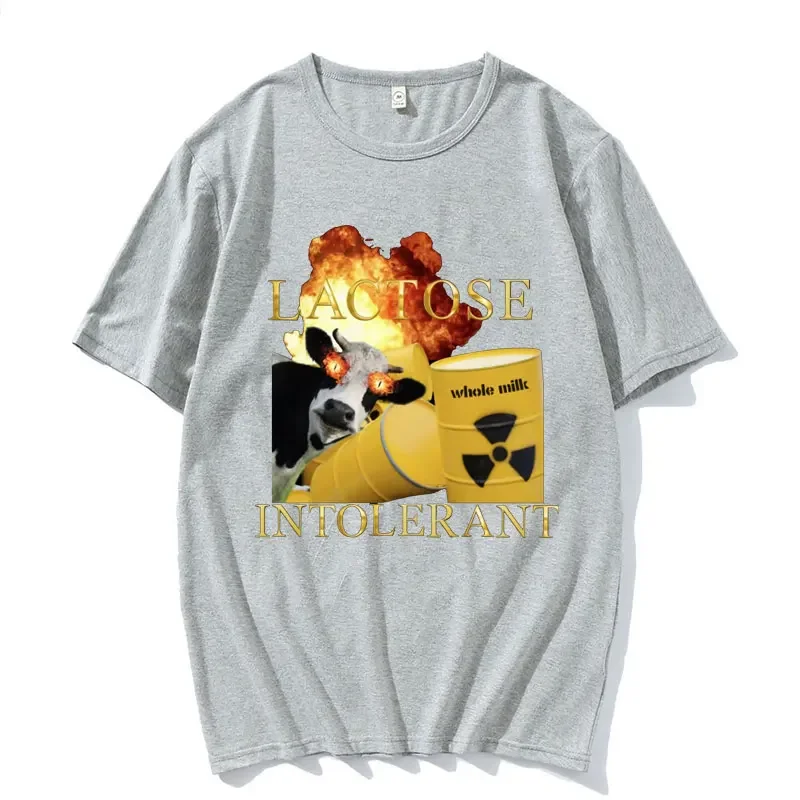Camiseta gráfica de Meme divertida intolerante de lactosa para hombres y mujeres, camisetas de Humor Retro Harajuku, Camiseta informal de algodón 100% para hombre, ropa de calle