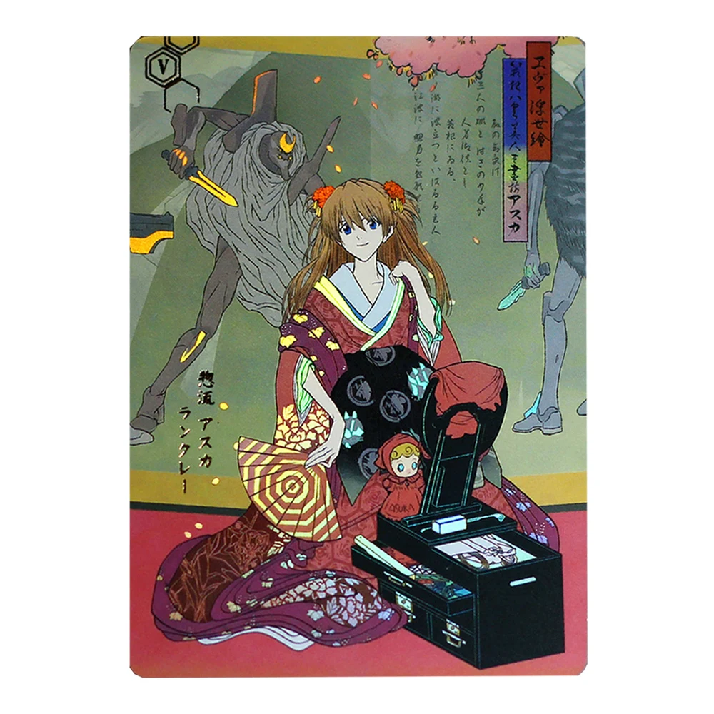 3개/세트 DIY 수제 에바스 아스카 랑그리 소류 컬렉션 카드 컬러 플래시 핫 스탬핑 아야나미 레이 애니메이션 카드 선물 장난감