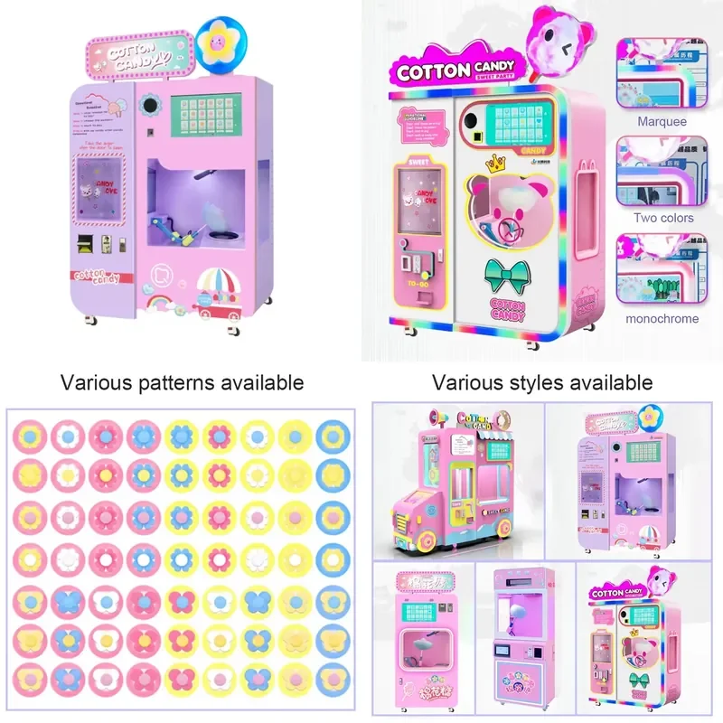 Automatic Cotton Candy Floss Machine Vending Maker for Small Business Factory Direct Sale Technology
