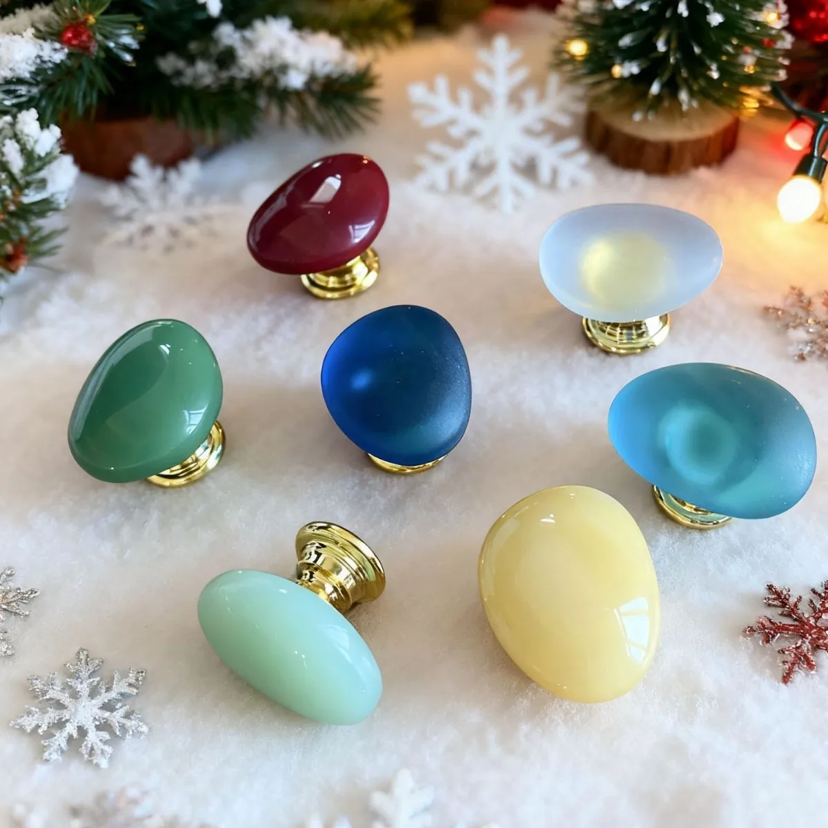 Green stone drawer handle, zinc alloy cabinet drawer handle, European-style artificial colored crystal bathroom cabinet handle