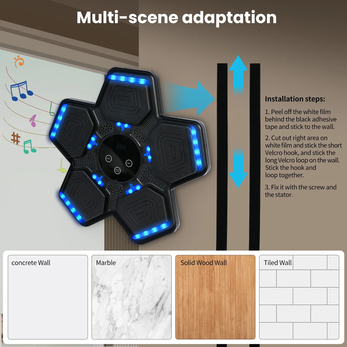 

Smart Bluetooth Music Boxing Trainer Boxing Target Training Equipment for Adults and Kids, with Boxing Gloves for Home Office Gy