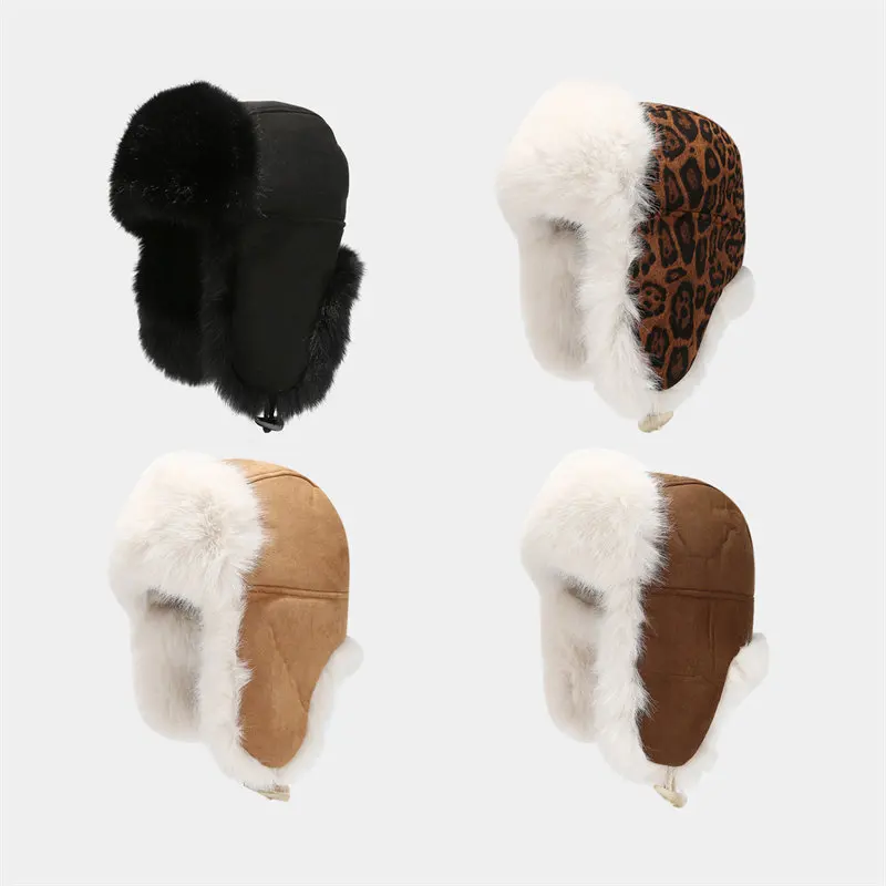 

2024 Winter Cotton Solid Ear Protection Hat Adjustable Outdoor Skullies Beanies Bomber Hats Keep Warm Cap For Men and Women 12