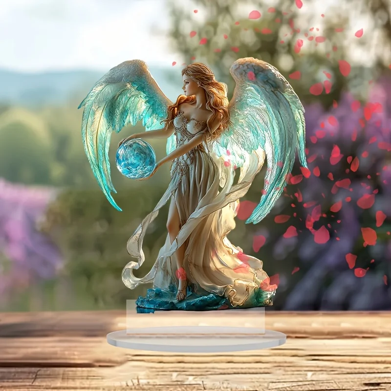 زخرفة مسطحة ثنائية الأبعاد/تمثال أكريليك ملاك بوهيمي/ديكور سطح الطاولة وديكور النافذة #4