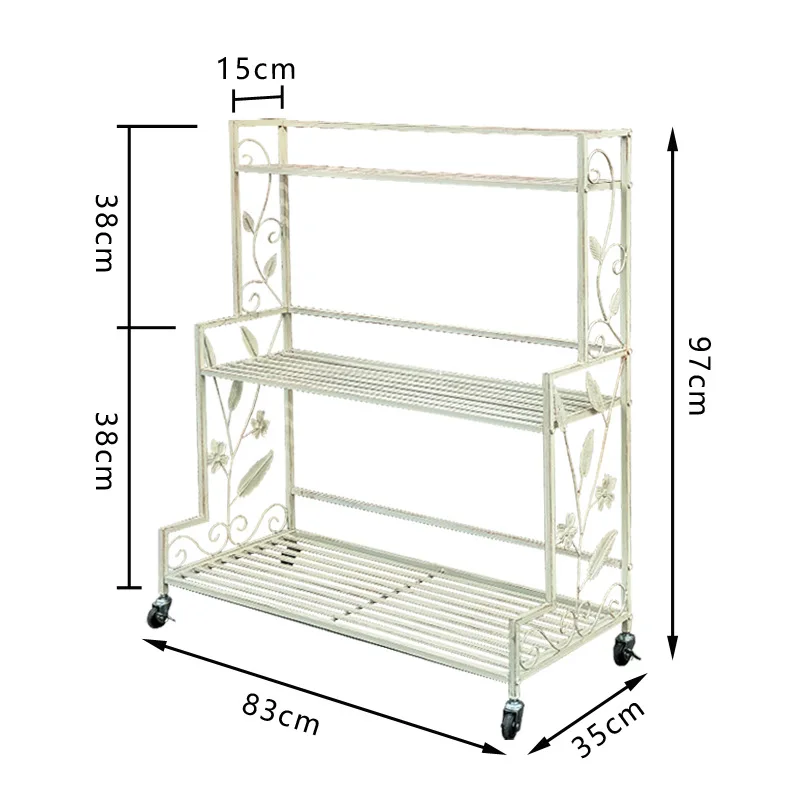 Old wrought iron flower stand, garden outdoor home bookshelf, balcony decoration, courtyard succulent shelf, green plant flower