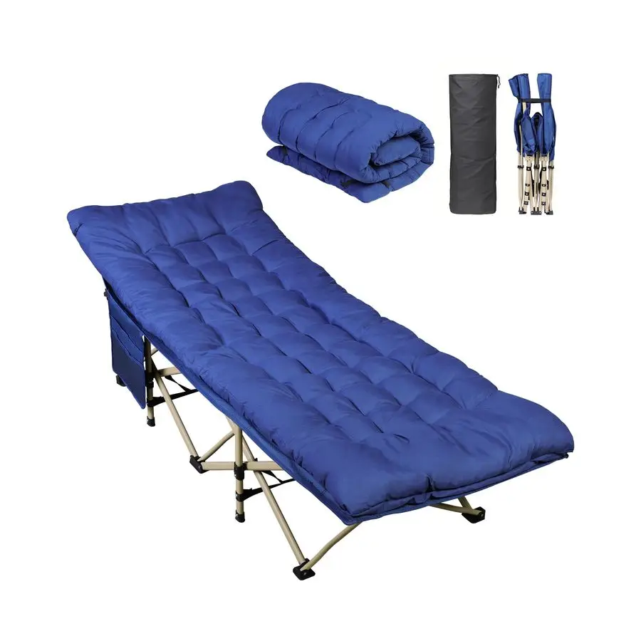 Cunas de Camping Oxford de Doble Capa 1200D para Adultos, Camas Plegables para Dormir con Colchón, Cama Plegable para Exteriores con Bolsa de Transporte
