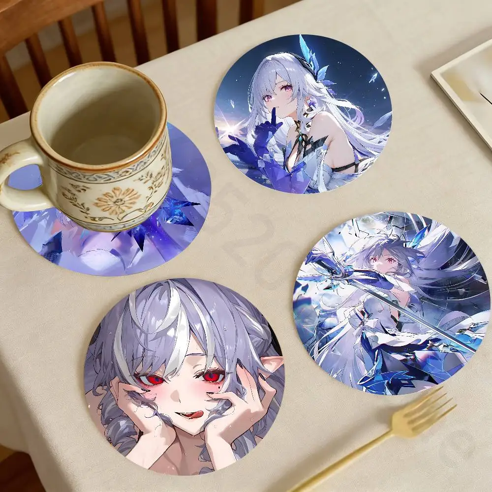 

G-Genshin Impact Skirk Wooden Coaster Set Coffee Teacup Decoration Coffee Shop Beverage Shop Family Restaurant