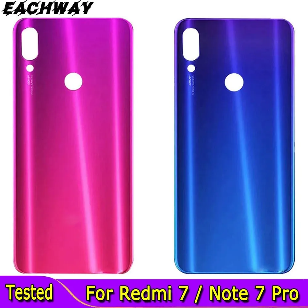 New Glass For Redmi Note 7 Pro Back Battery Cover Rear Housing Door Case Replacement For Redmi 7 Battery Cover