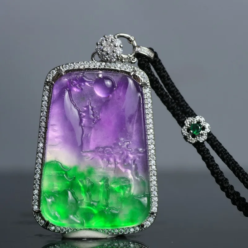 

Exquisite and Fashionable Inlaid Landscape Brand Pendant, Personalized National Style Jade Card