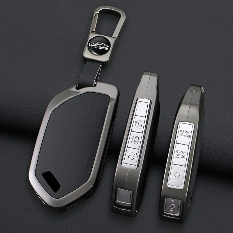 غطاء حافظة مفاتيح السيارة من سبيكة + جلد لكيا EV9 بيكانتو سورينتو MQ4 كرنفال KA4 Morning K5 كارينز 2024 ملحقات قذيفة فوب #5